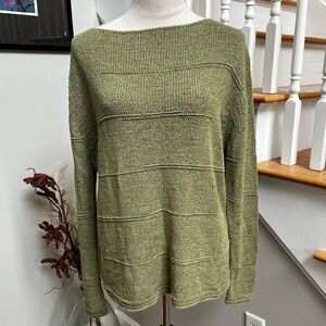 Nordic Traders XL Women’s Sweater Loose Knit Green Boat Neck Lagenlook